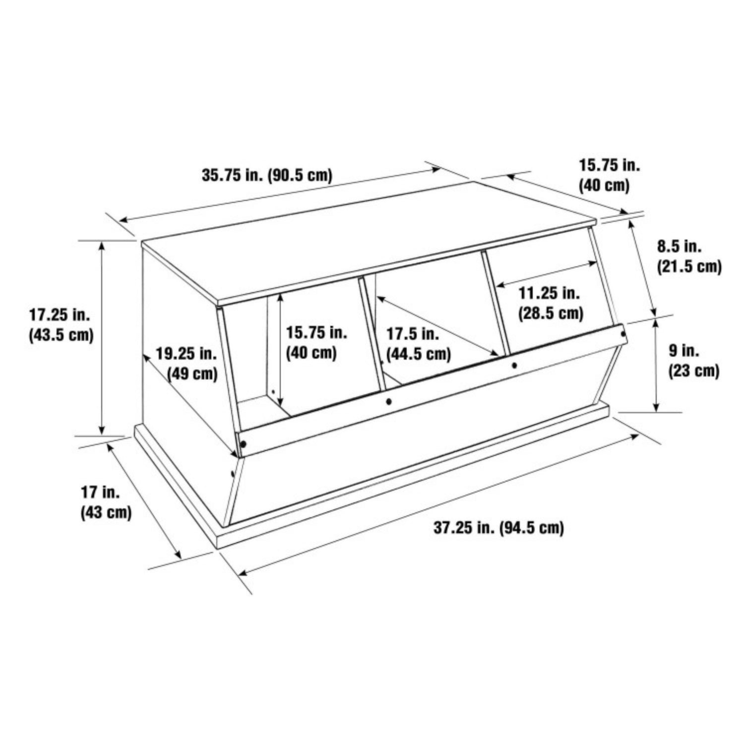 Badger Basket Three Bin Stackable Storage Cubby – White