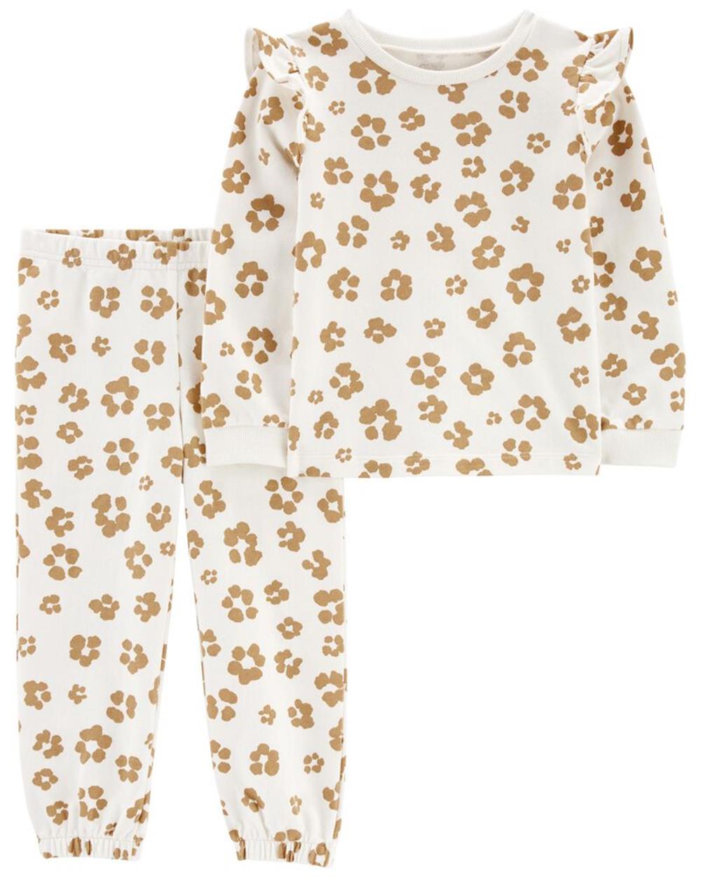 Carters Girls 3-24 Months 2-Piece French Terry Top & Leopard Pant Set