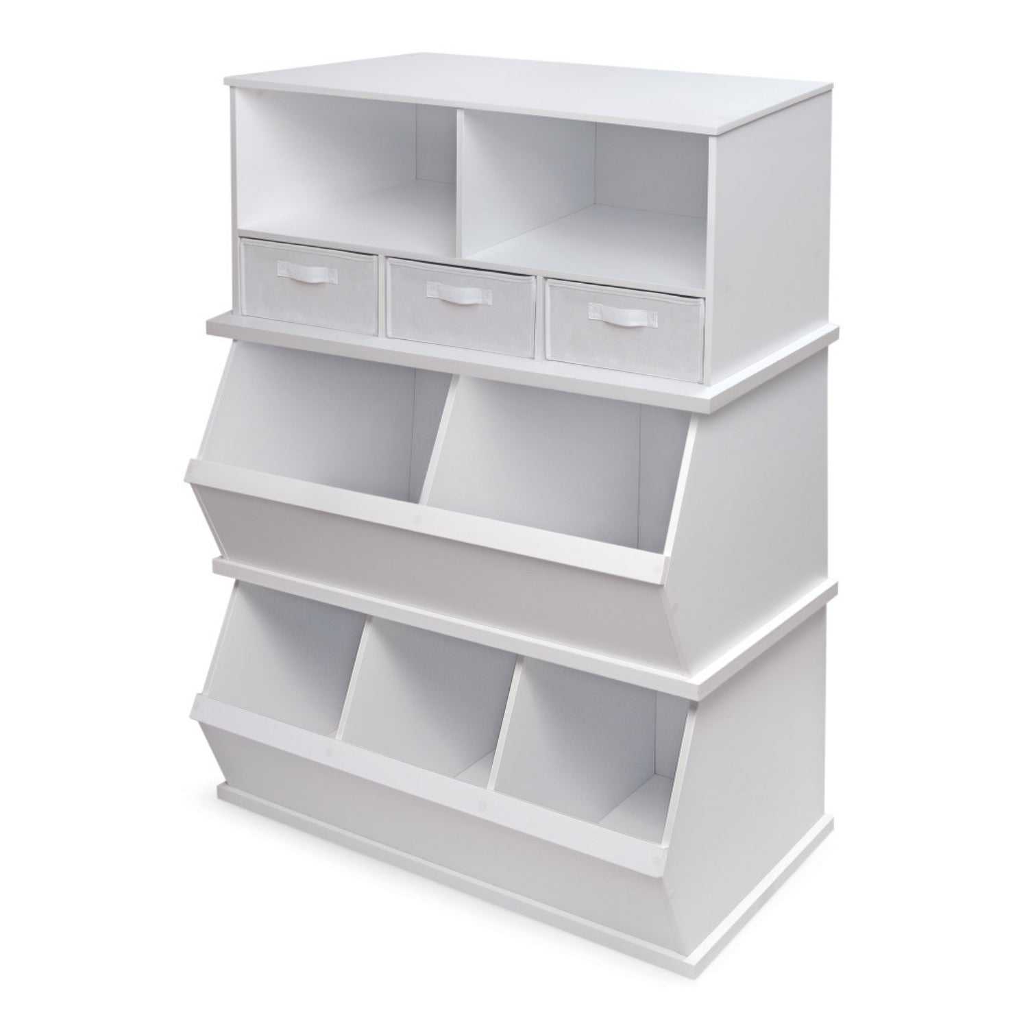 Badger Basket Three Bin Stackable Storage Cubby – White