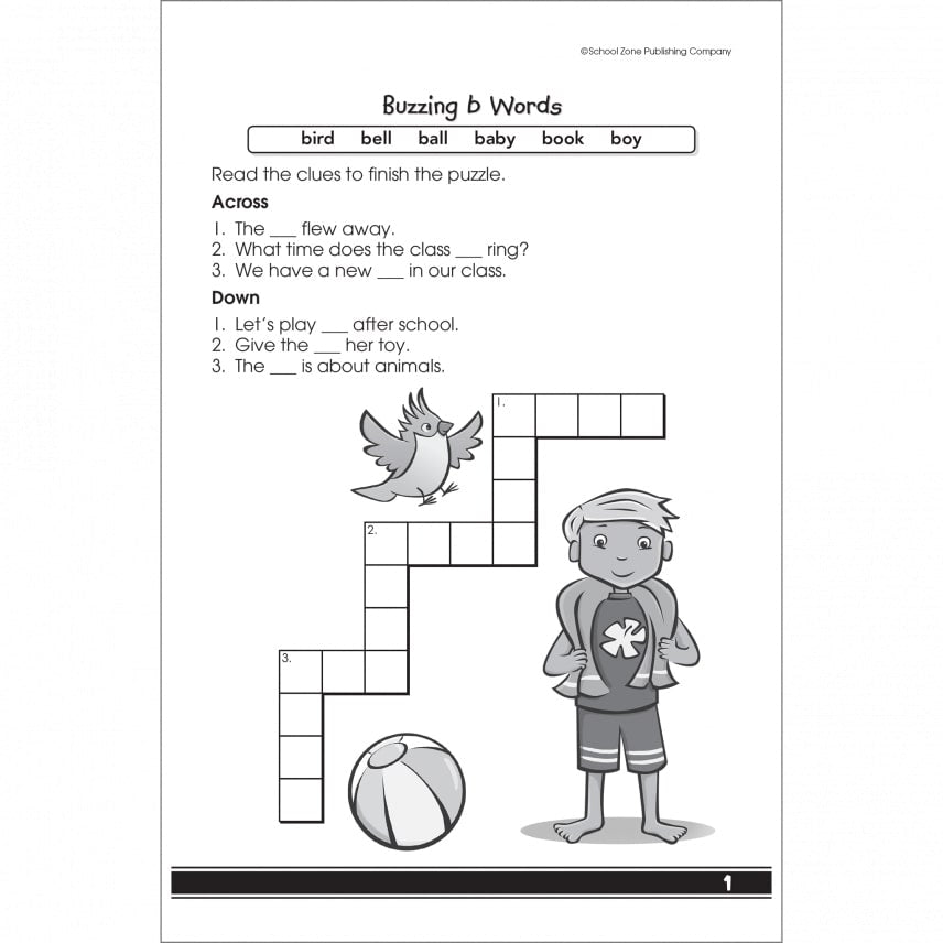 School Zone My First Crosswords Grades 1-2 Workbook