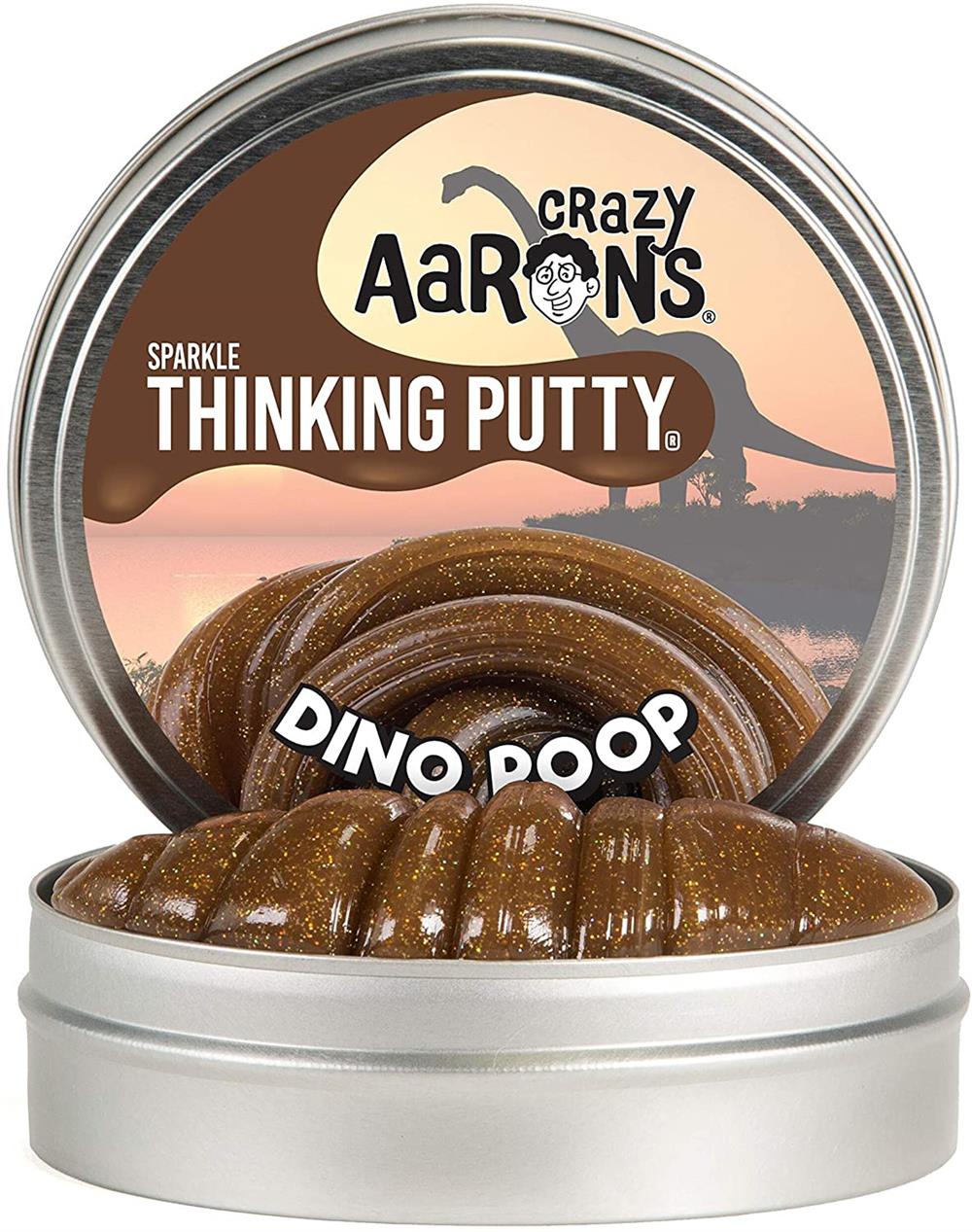 Crazy Aarons Thinking Putty: Dino Poop Brown Sparkle - 3.2 Ounce