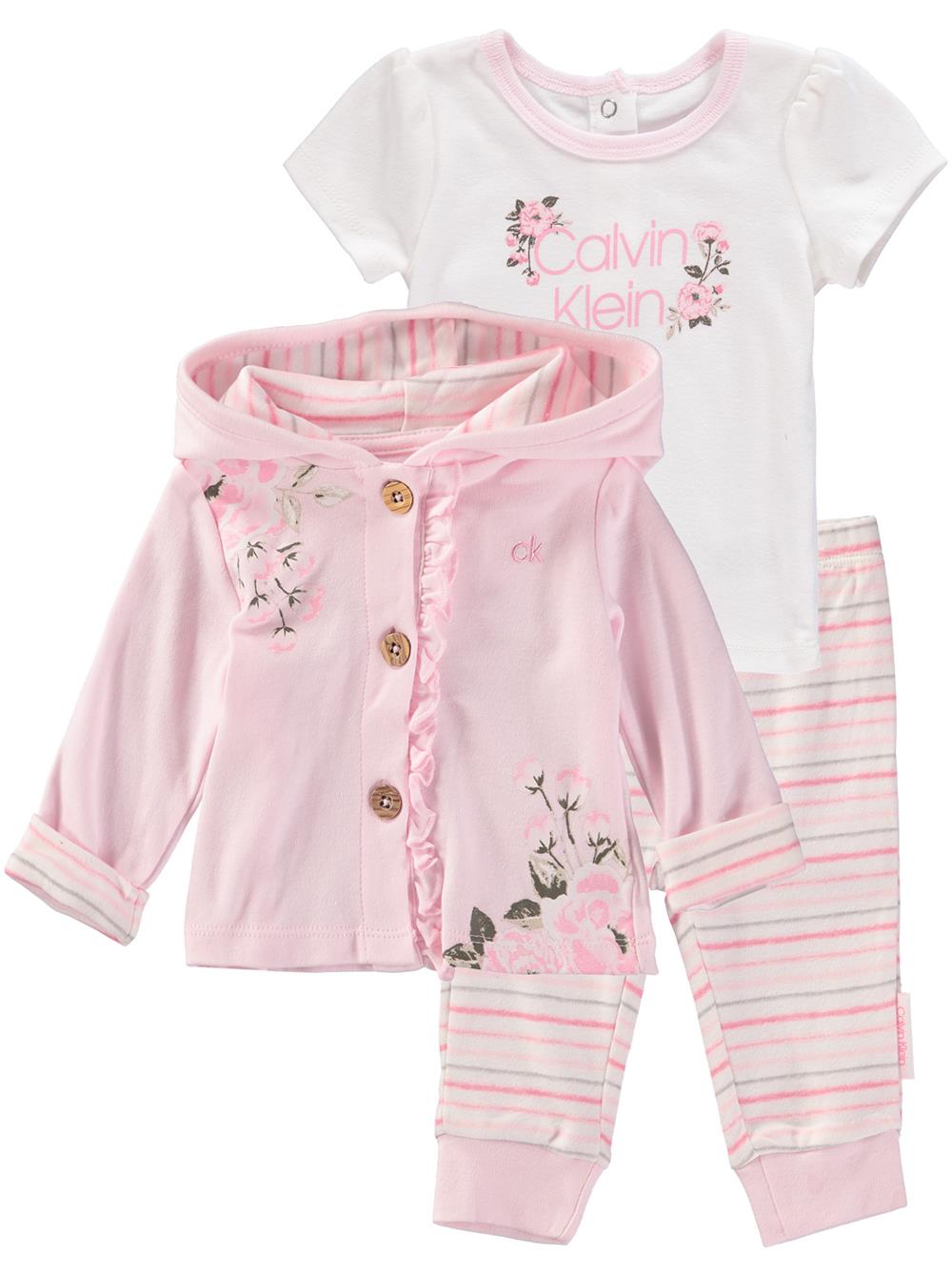 Calvin Klein Girls 12-24 Months 3-Piece Floral Jacket Set