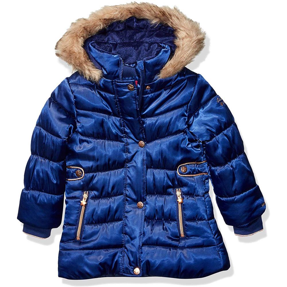 London Fog Girls Fur Satin Parka