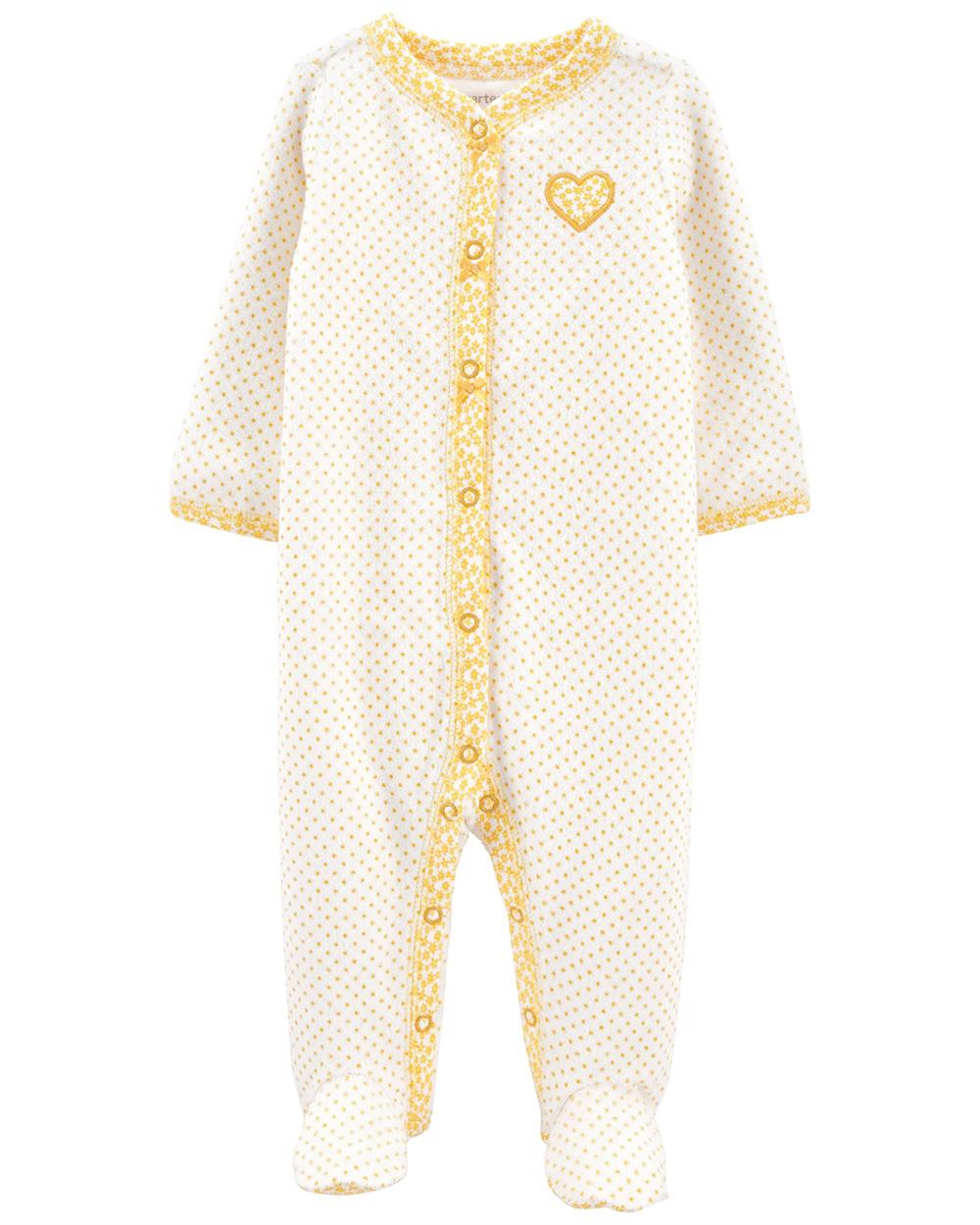 Carter's Girls 0-9 Months Heart Terry 2-Way Zip Cotton Sleep & Play