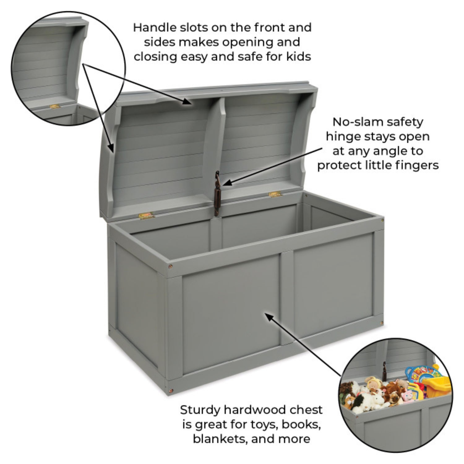 Badger Basket Hardwood Barrel Top Toy Chest – Grey