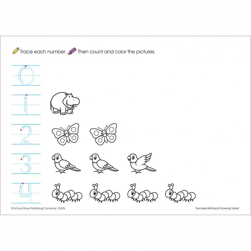 School Zone Numbers Writing & Drawing Tablet Workbook