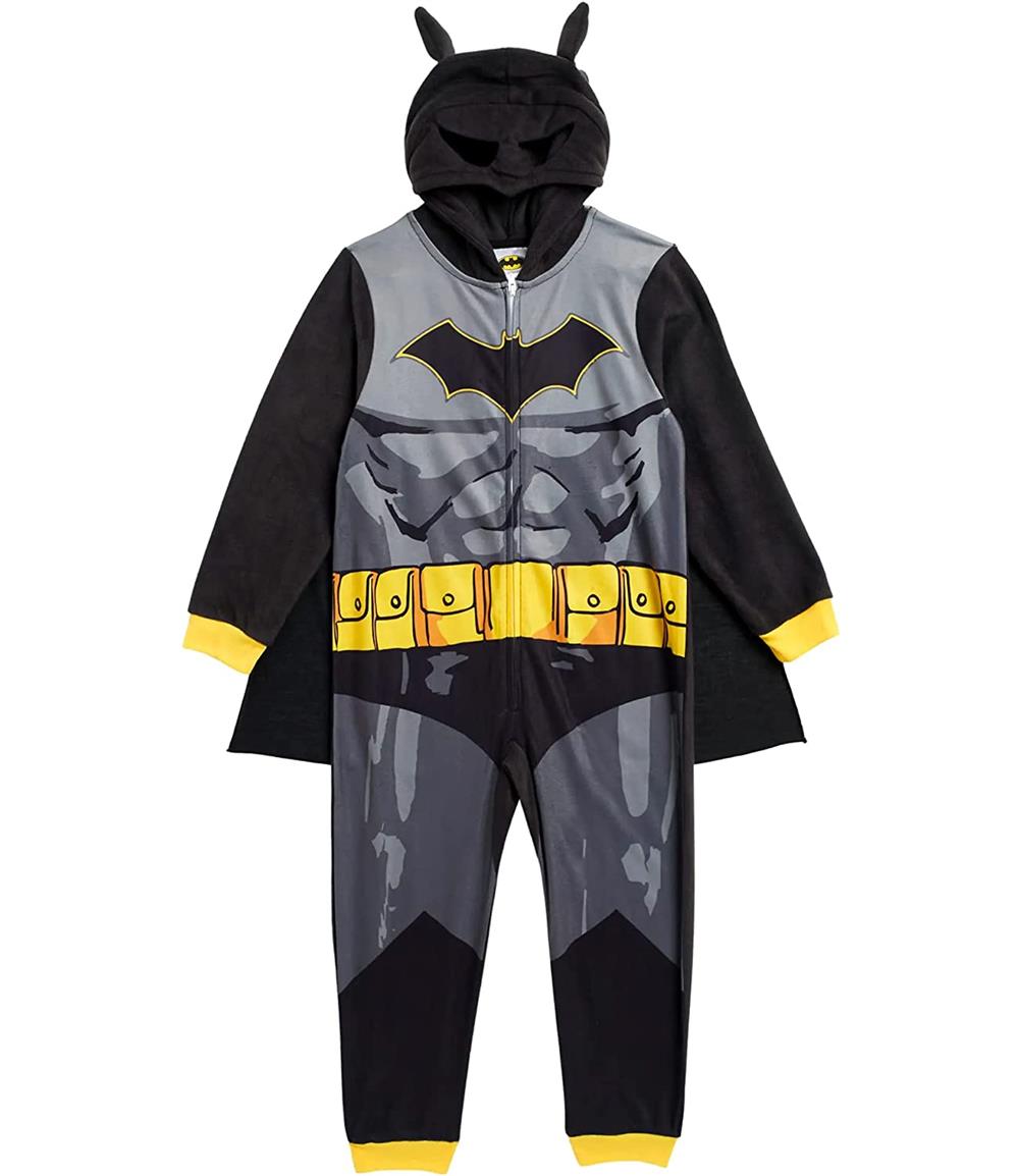 DC Comics Boys 4-12 Batman Zip-Up Footless Fleece Hooded Blanket Sleeper