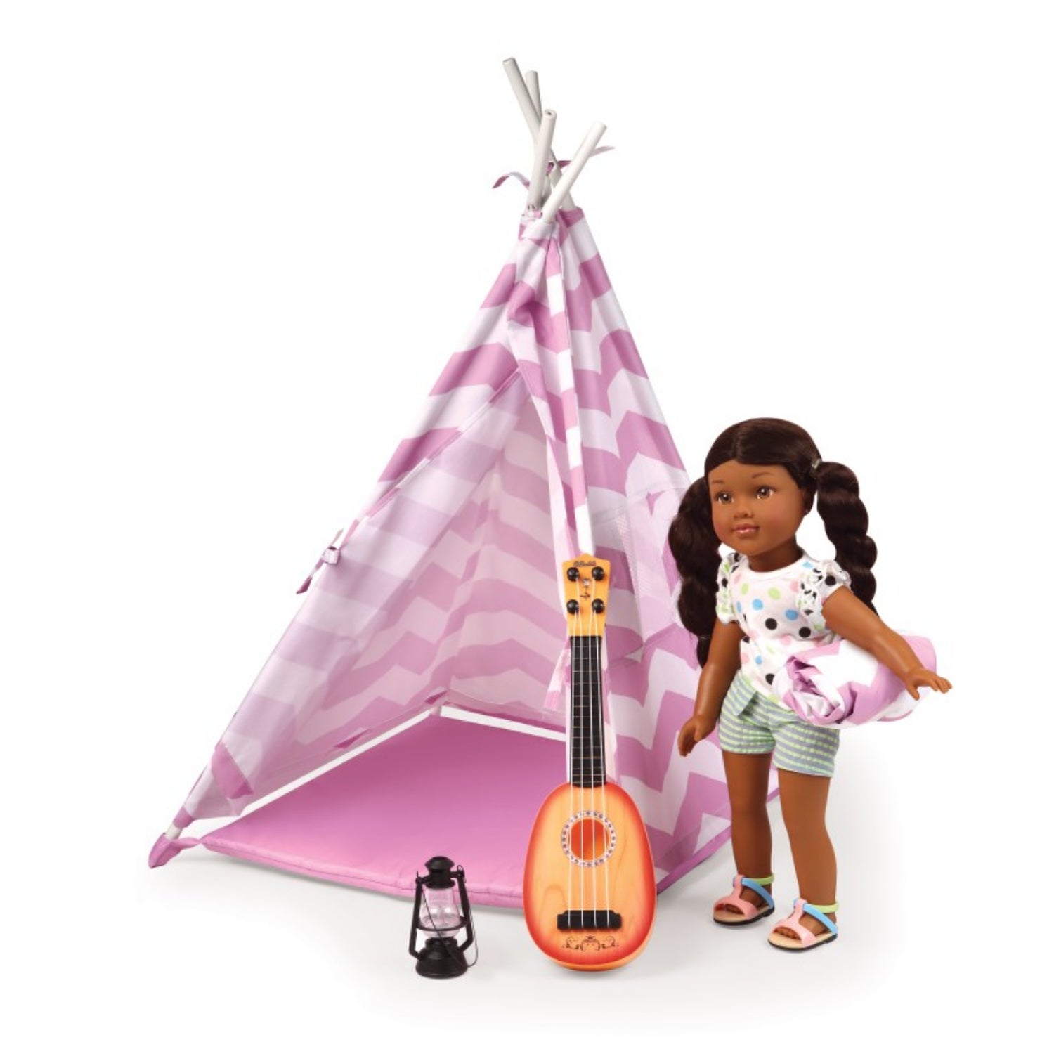 Badger Basket Camping Adventures Doll Tent Set with Accessories – Lavender/White