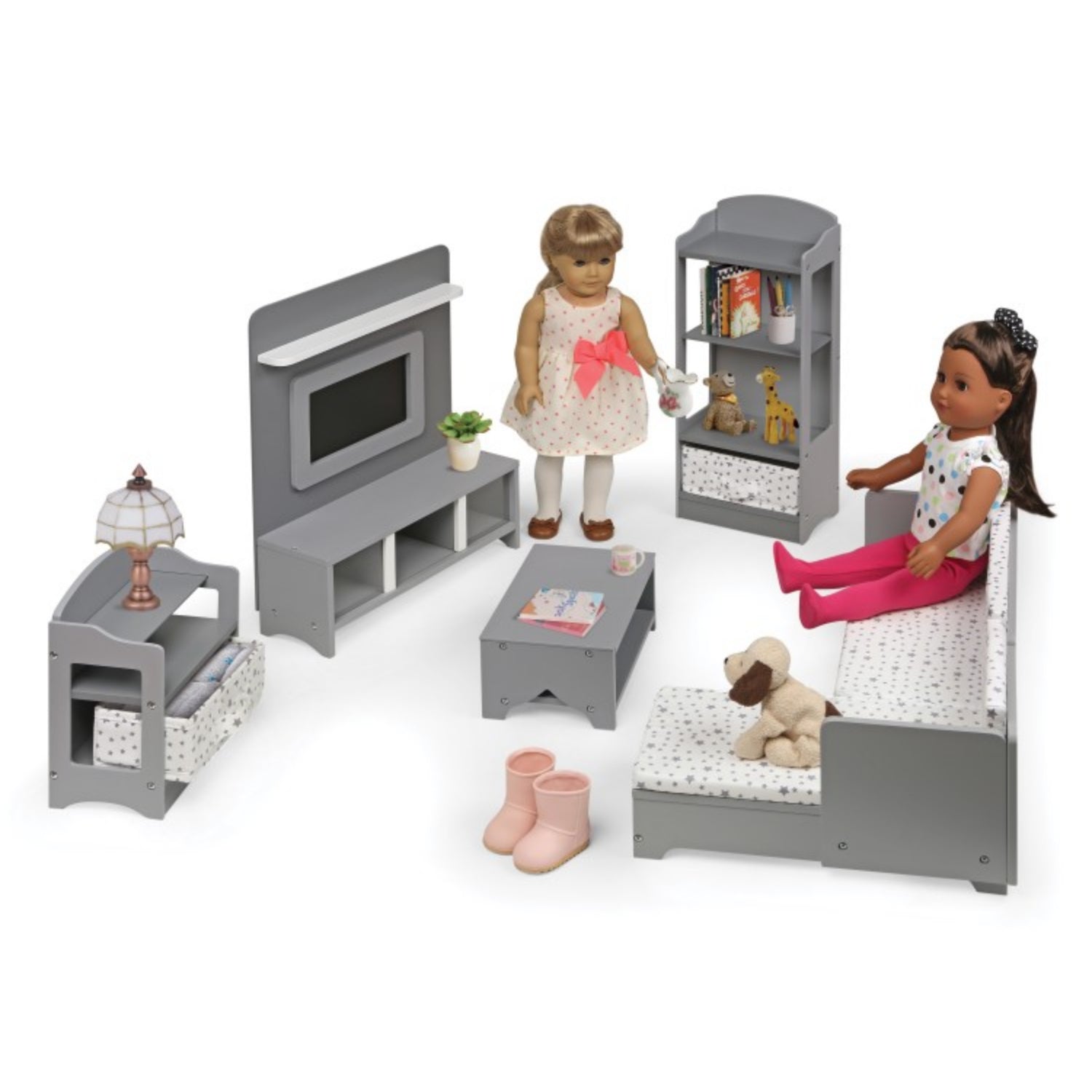 Badger Basket 10 Piece Media Room Furniture Play Set for 18 inch Dolls