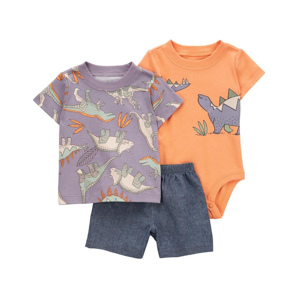 Carters Boys 12-24 Months 3-Piece Dinosaur Little Short Set