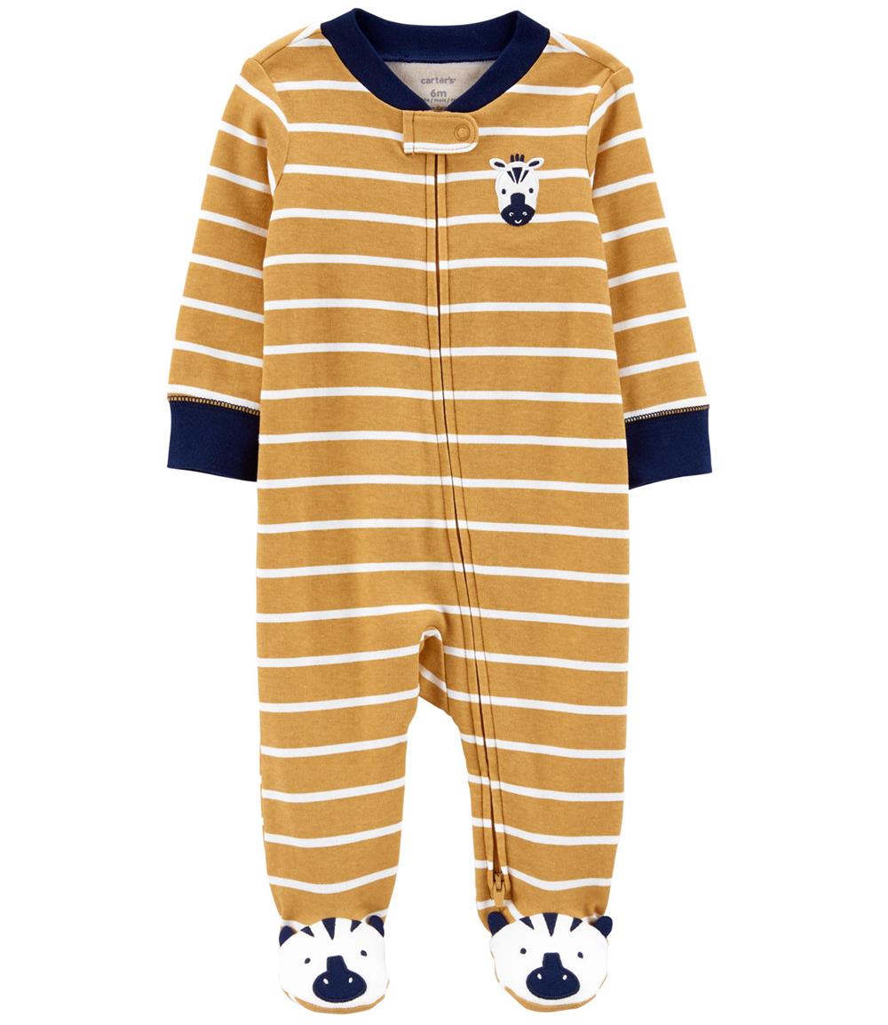 Carters Boys 0-9 Months Zebra Zip-Up Cotton Sleep & Play