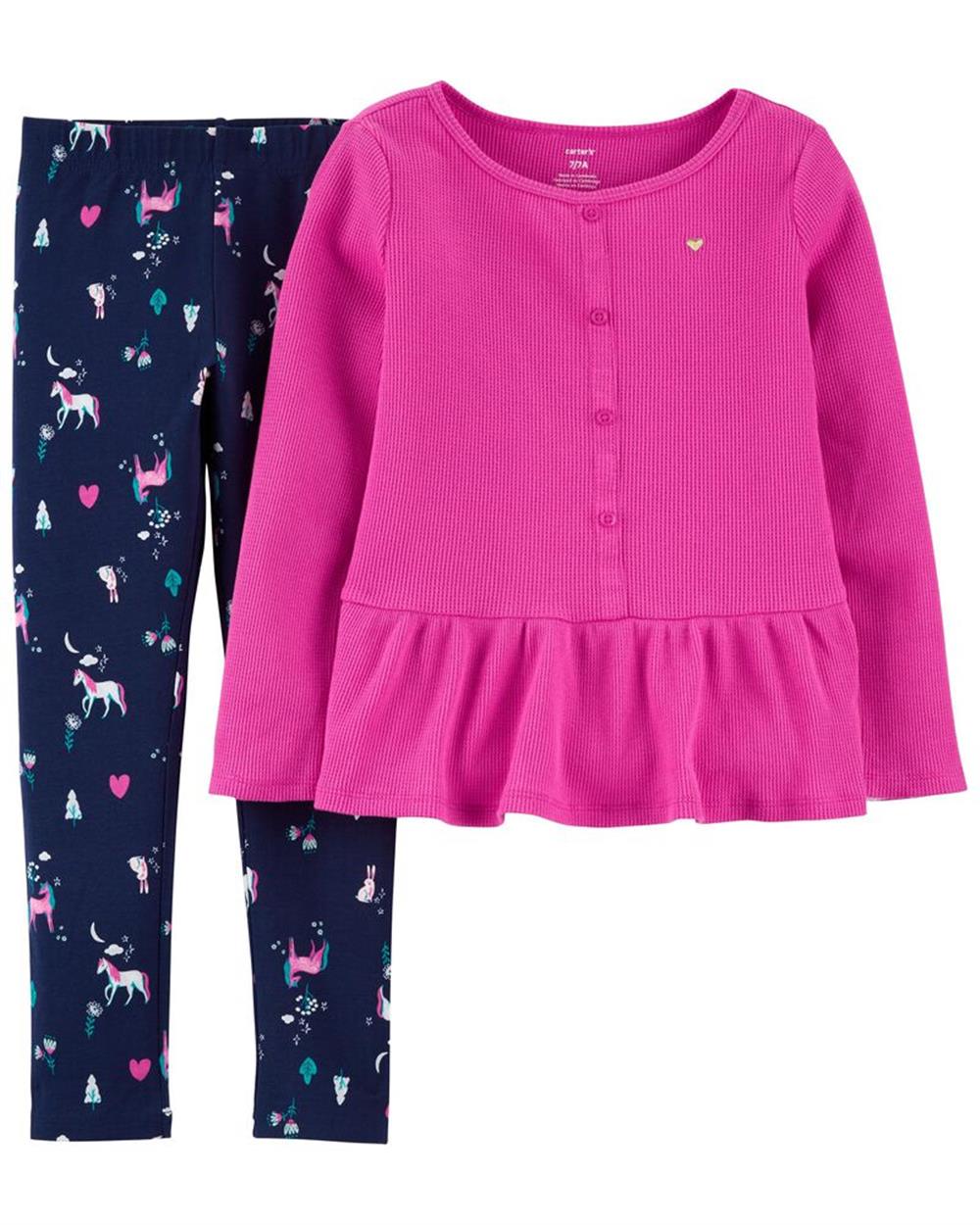 Carters 2-Piece Thermal Peplum Top & Unicorn Legging Set