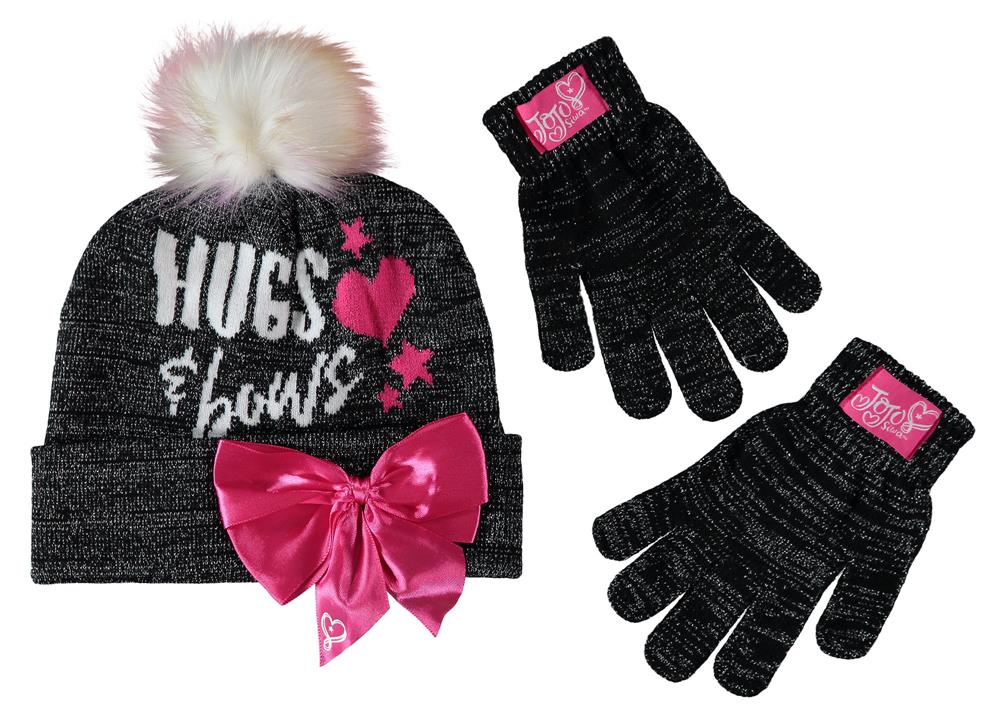 JoJo Siwa Girls 2-Piece Bow Pom Hat And Gloves Set