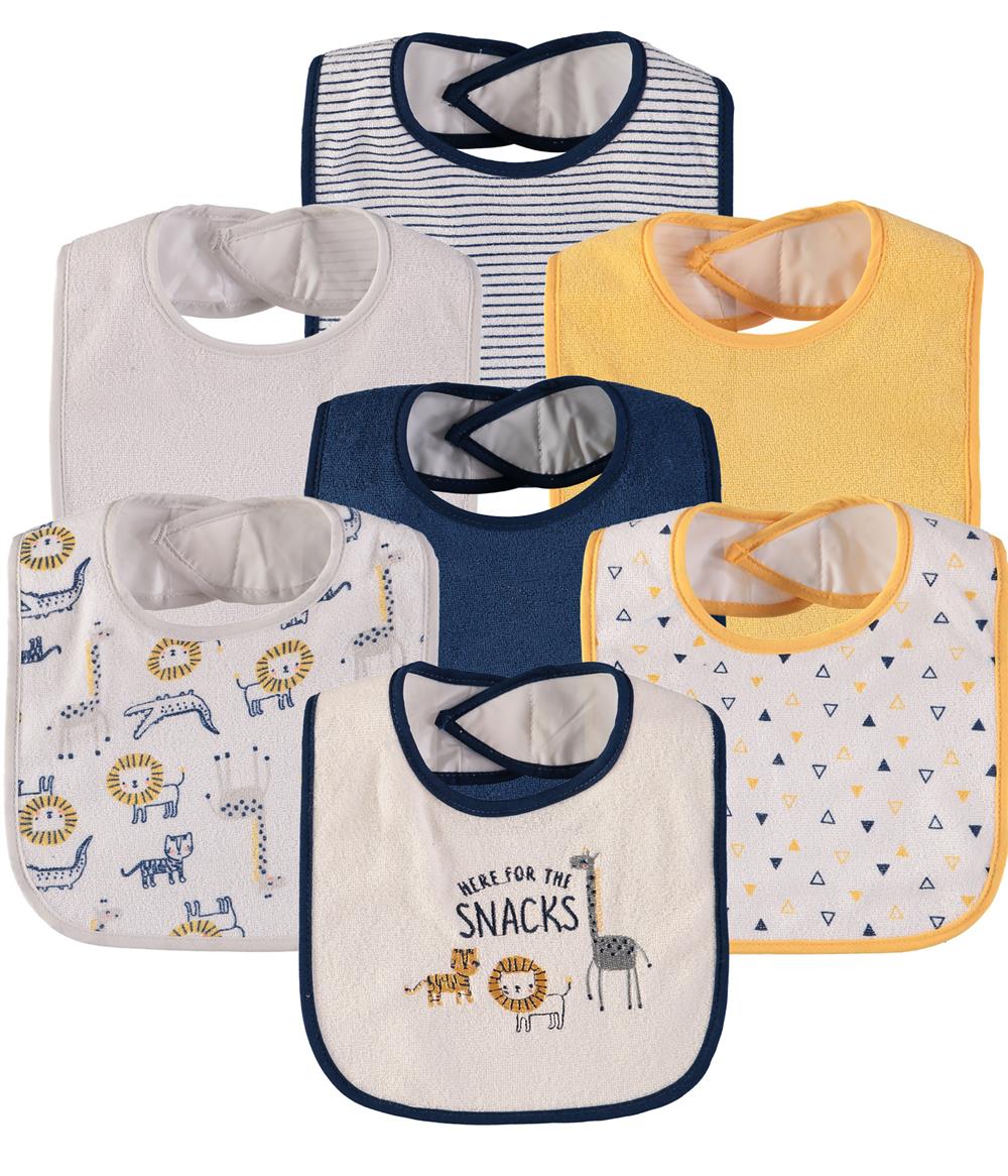 Bon Bebe Baby Boys 7-Pack Bibs with Waterproof Backing