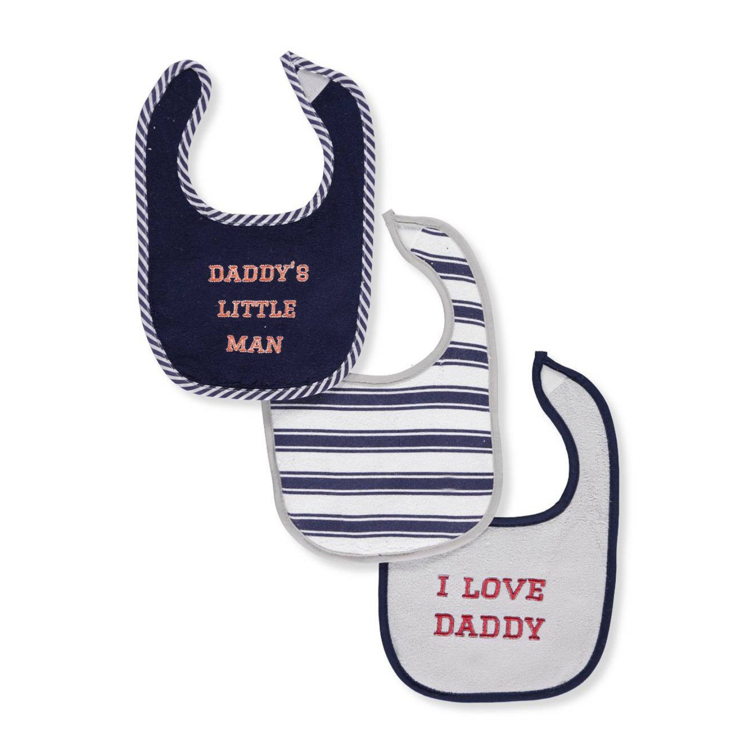 Luvable Friends Baby Cotton Drooler Bibs with Fiber Filling, Mommy/Daddy 3-Pack, One Size