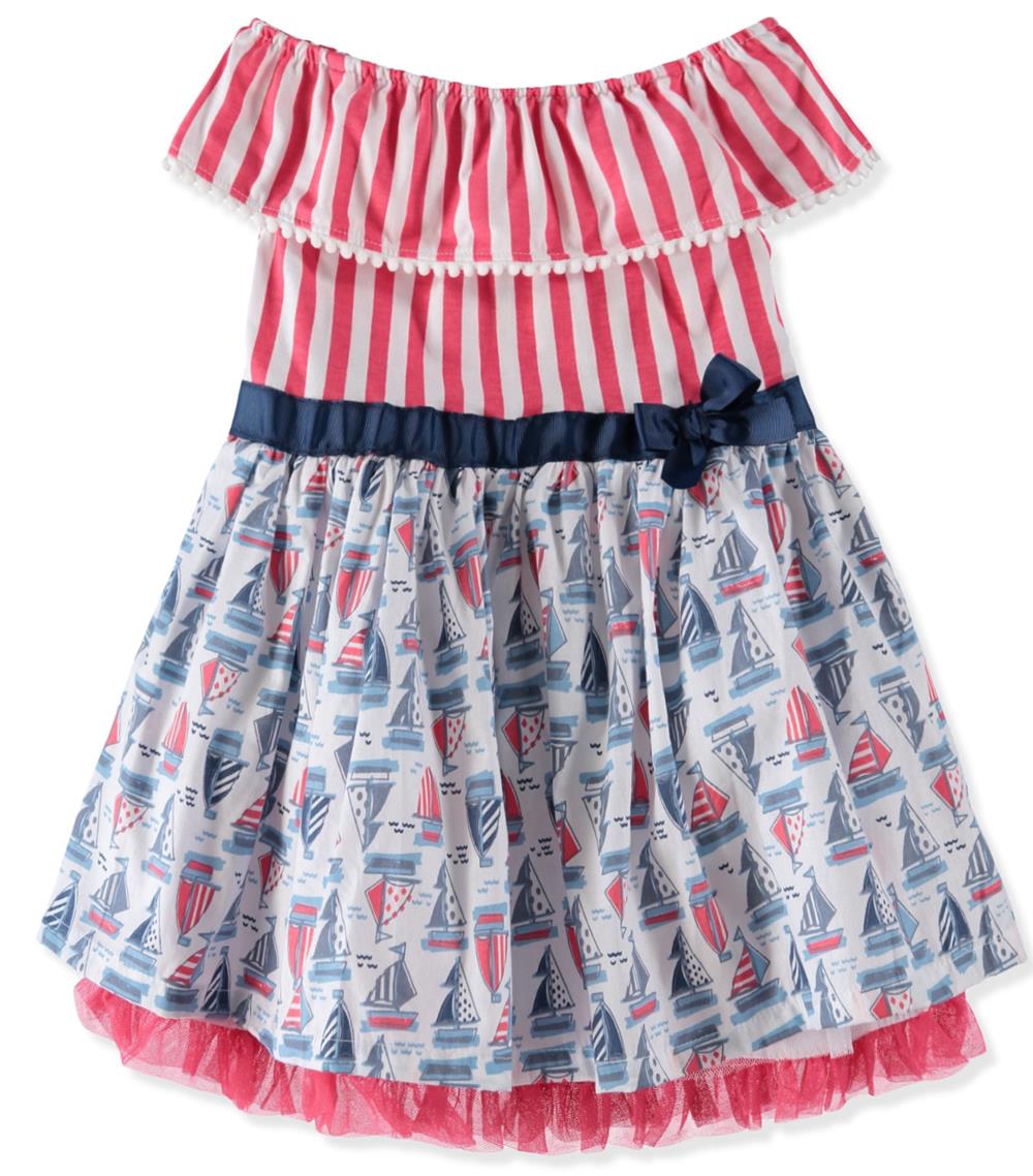 Little Lass Girls 12-24 Months Nautical Pom Dress