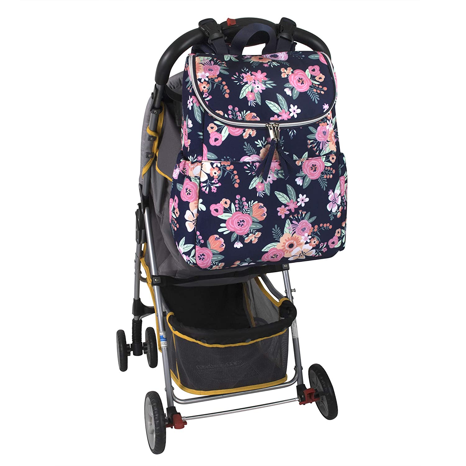 Baby Essentials Floral Diaper Backpack, Navy