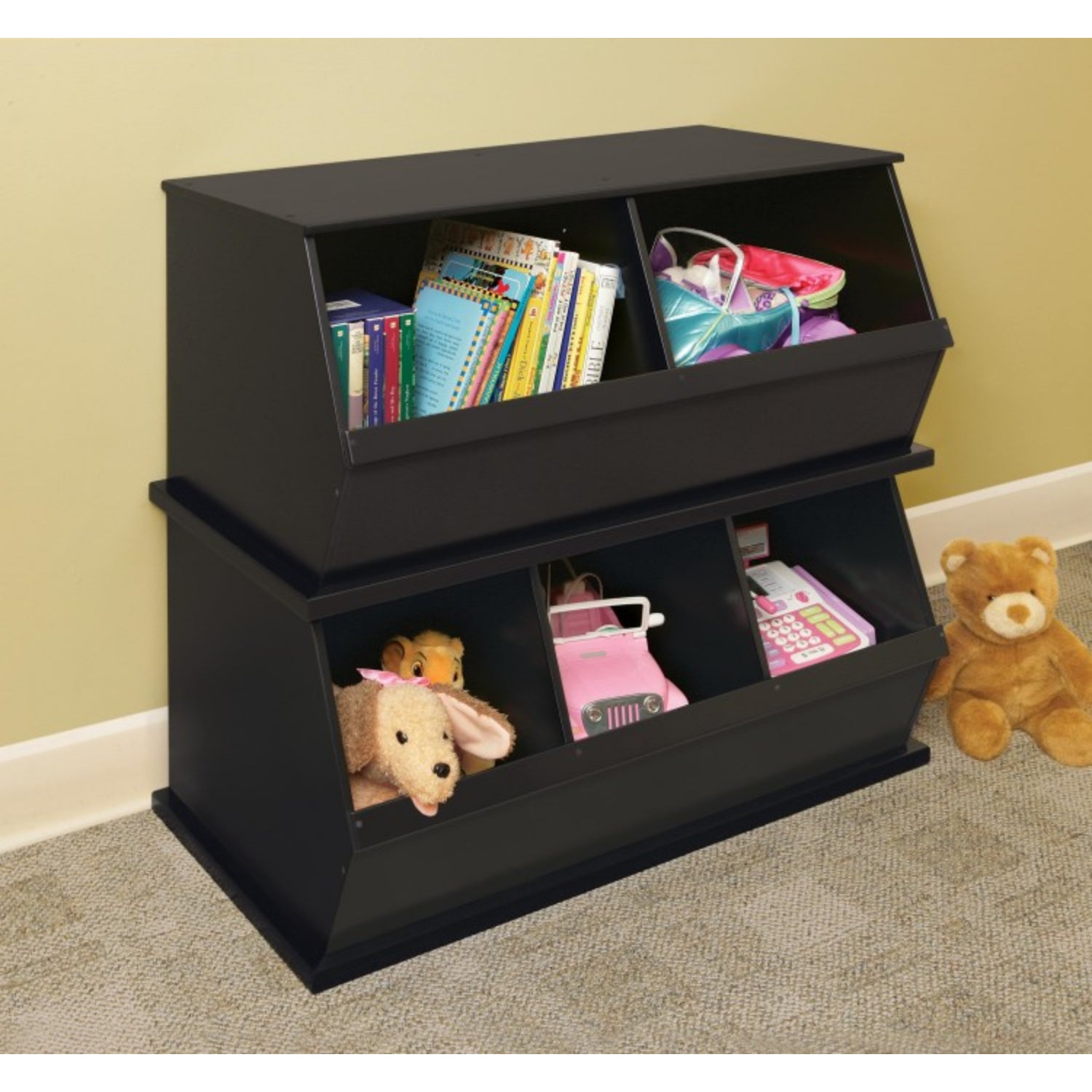 Badger Basket Two Bin Stackable Storage Cubby – Espresso