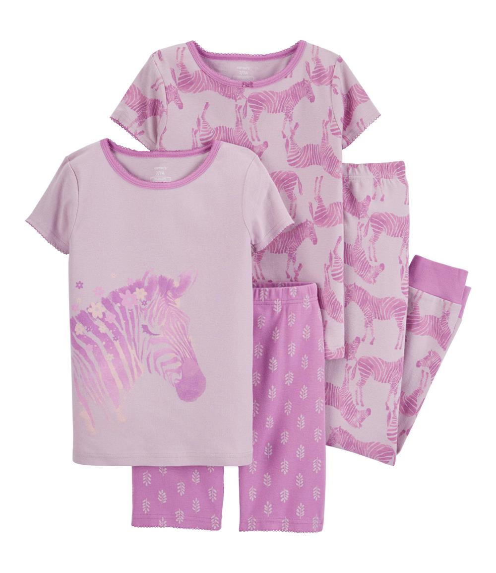 Carters Girls 4-14 Zebra 100% Snug Fit Cotton PJs, 4-Piece