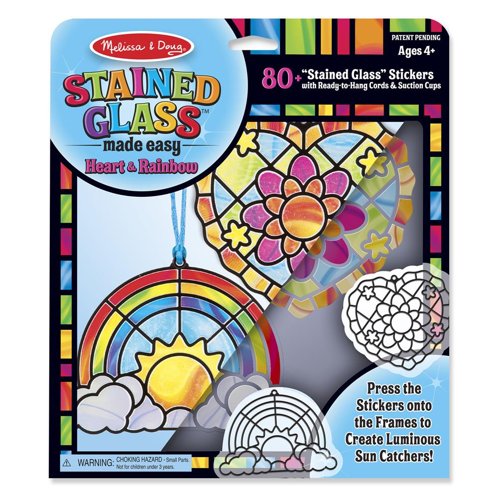 Melissa and Doug Stained Glass Made Easy - Rainbow & Hearts Ornaments