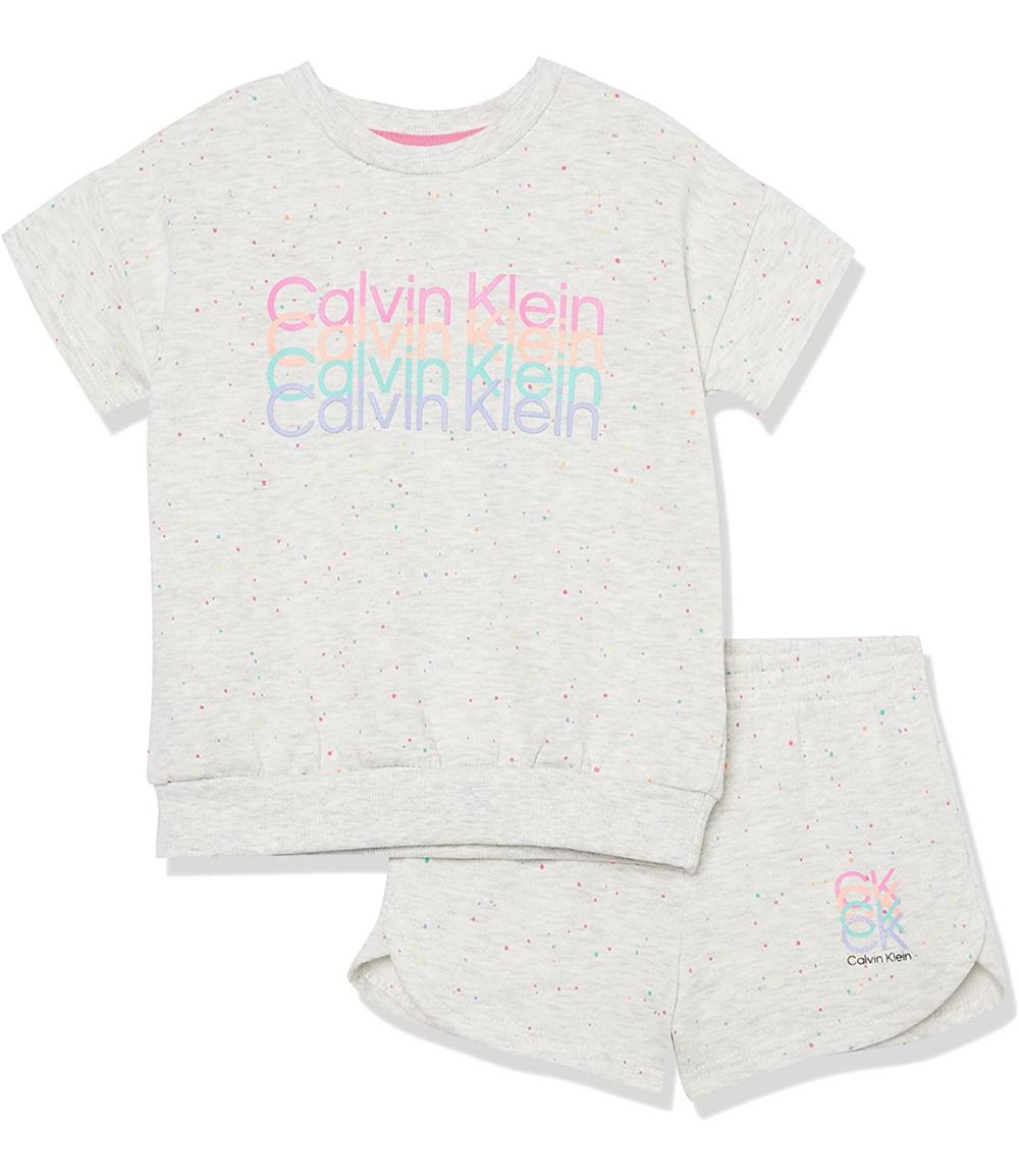 Calvin Klein Girls 4-6X 2-Piece Splatter Short Set