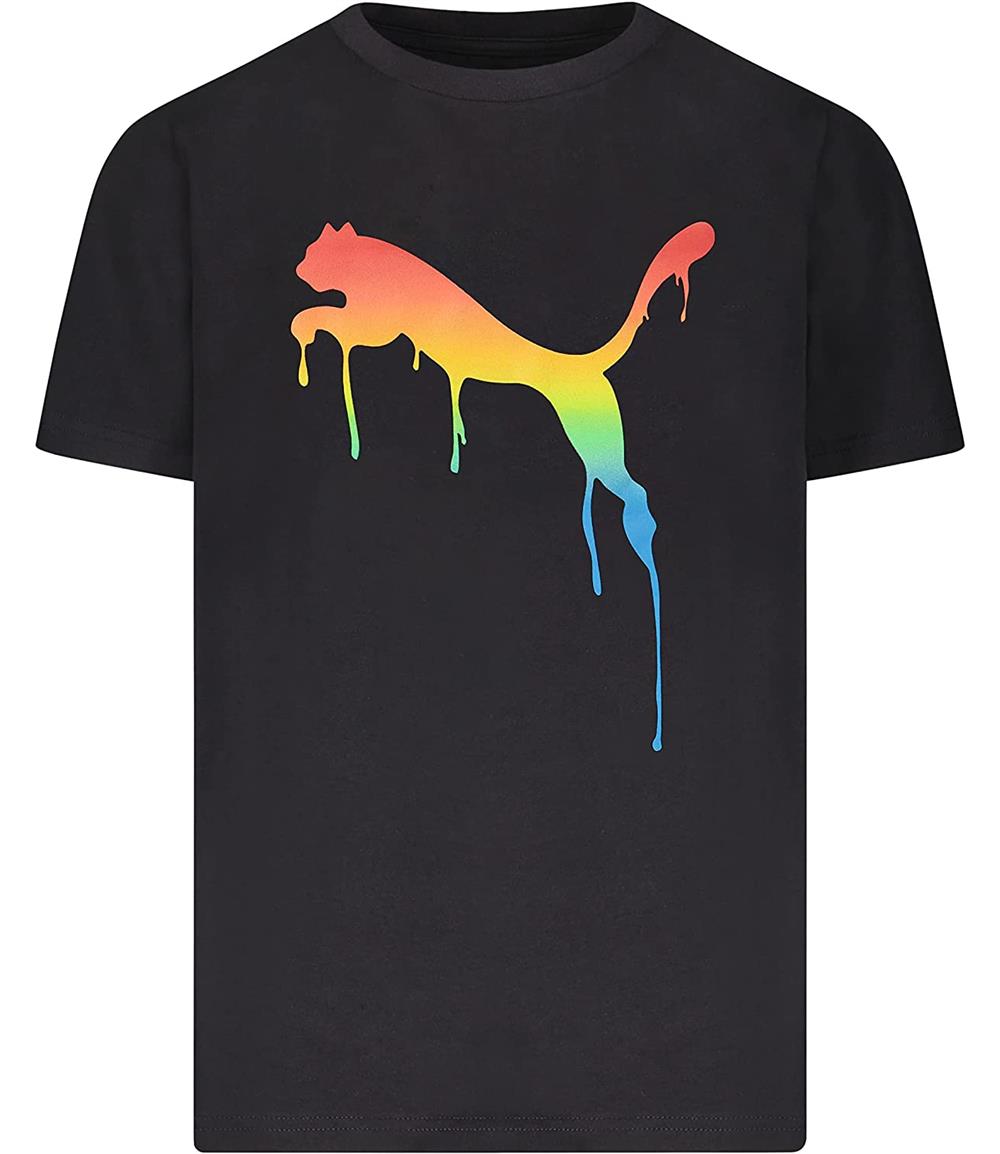 PUMA Boys 4-7 Tie Dye Drip Cat Logo T-Shirt