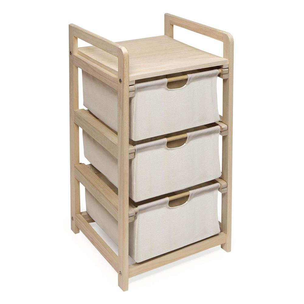 Badger Basket Wooden Hamper/Storage Organizing Unit with 3 Cloth Drawers