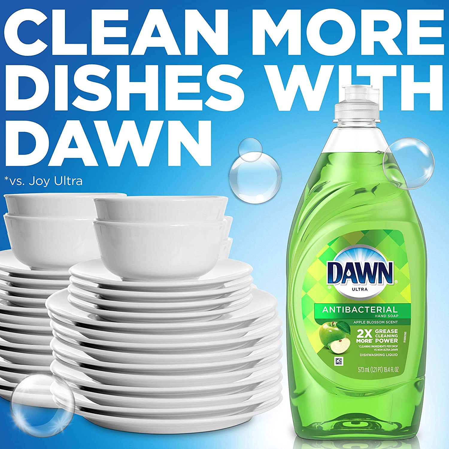 Dawn Ultra Antibacterial Hand Soap, Dishwashing Liquid Dish Soap, Apple Blossom Scent, 19.4 fl oz