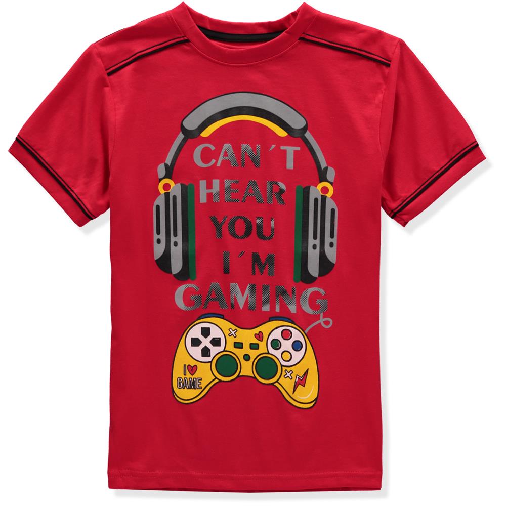 Bucheli Boys 8-20 Short Sleeve Headphone Gaming T-Shirt