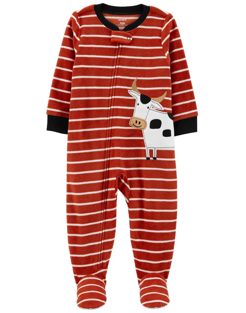 Carters 1-Piece Cow Fleece Footie PJs