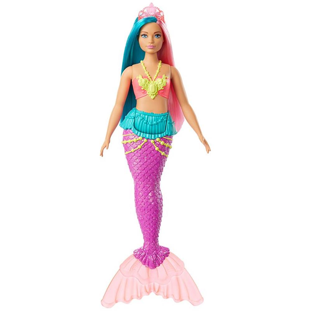 Mattel Barbie Dreamtopia Mermaid Doll, 12-inch, Teal and Pink Hair, with Tiara