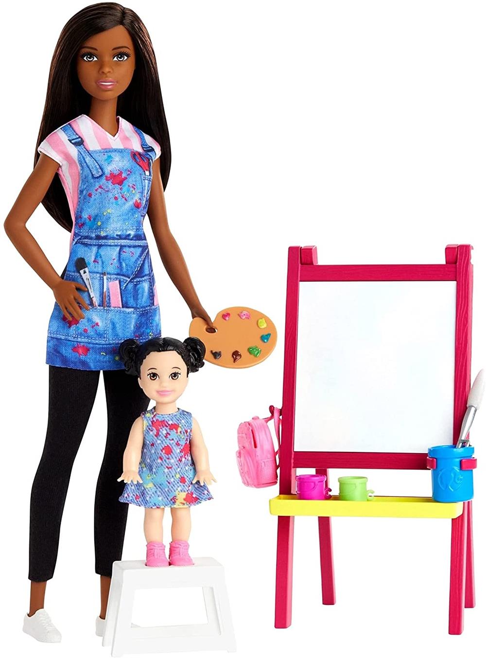 Mattel Barbie Art Teacher Playset with Brunette Doll, Easel and Accessories