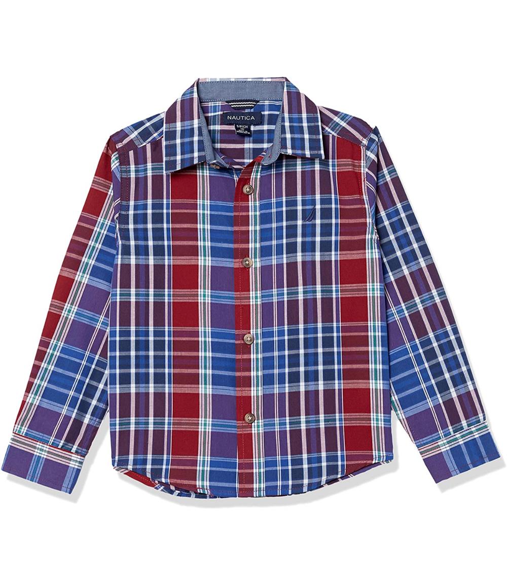 Nautica Boys 4-7 Long Sleeve Plaid Button Down Shirt