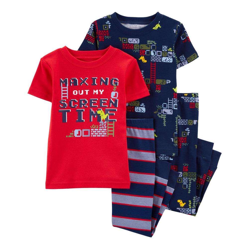 Carters Boys 2T-5T 4-Piece Gamer 100% Snug Fit Cotton PJs