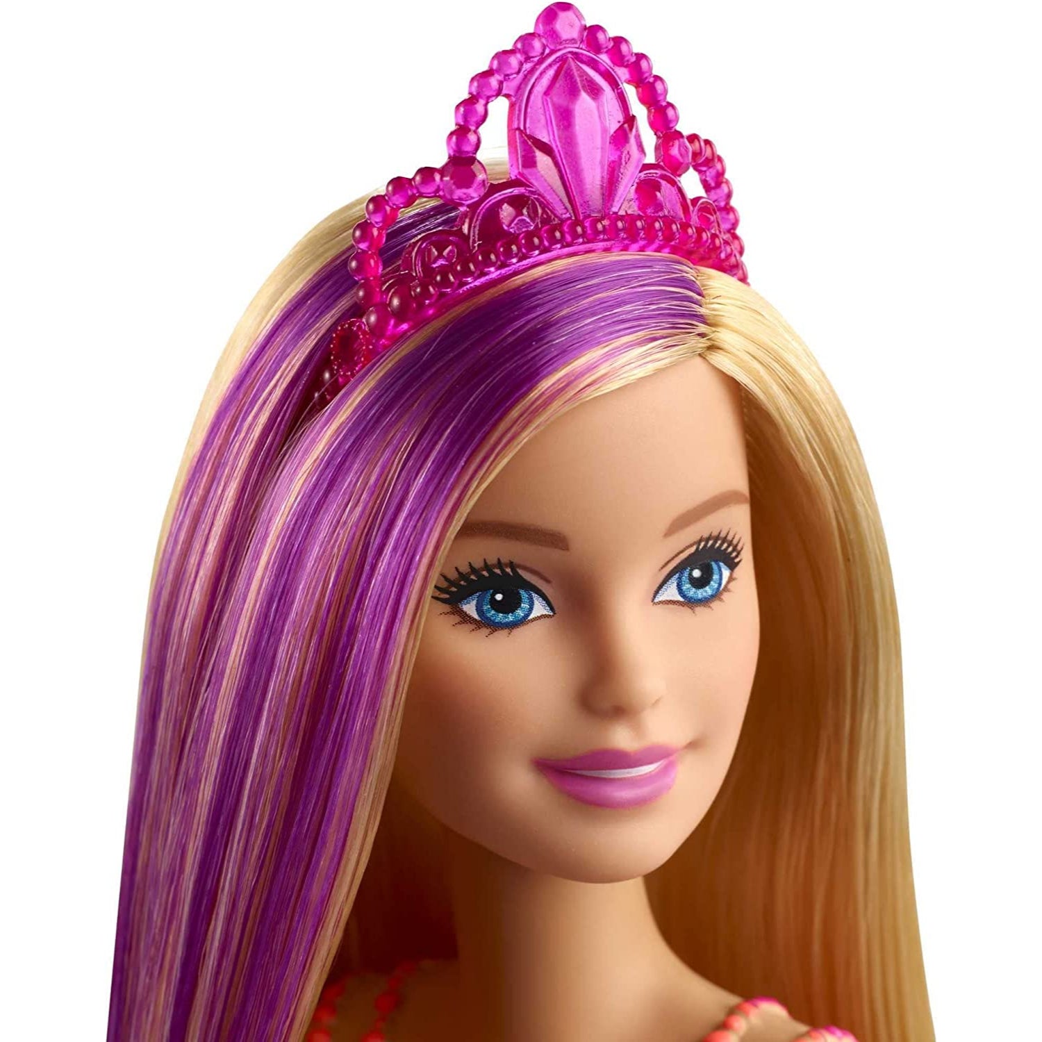 Barbie Barbie Dreamtopia Princess Doll, 12-inch, Blonde with Purple Hairstreak Wearing Pink Skirt an