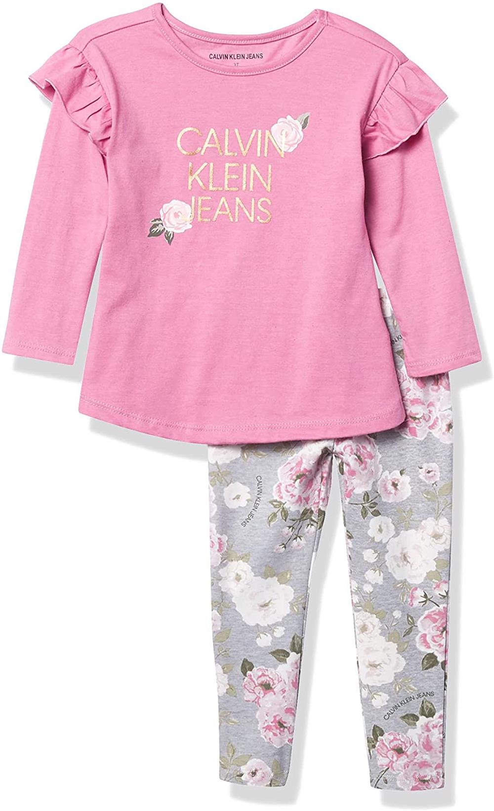 Calvin Klein Girls 2T-4T Tunic Floral Legging Set