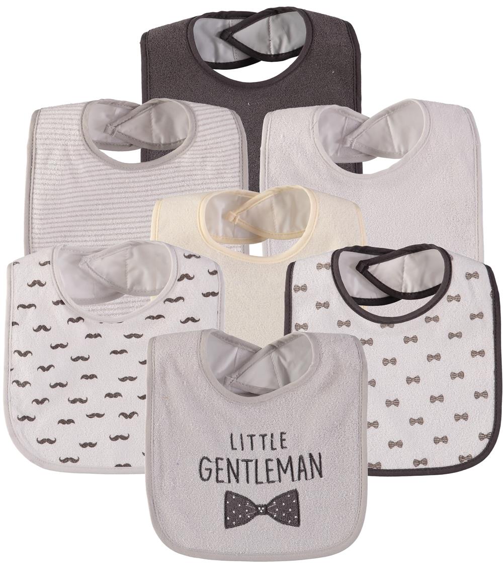 Bon Bebe Baby Boys 7-Pack Bibs with Waterproof Backing