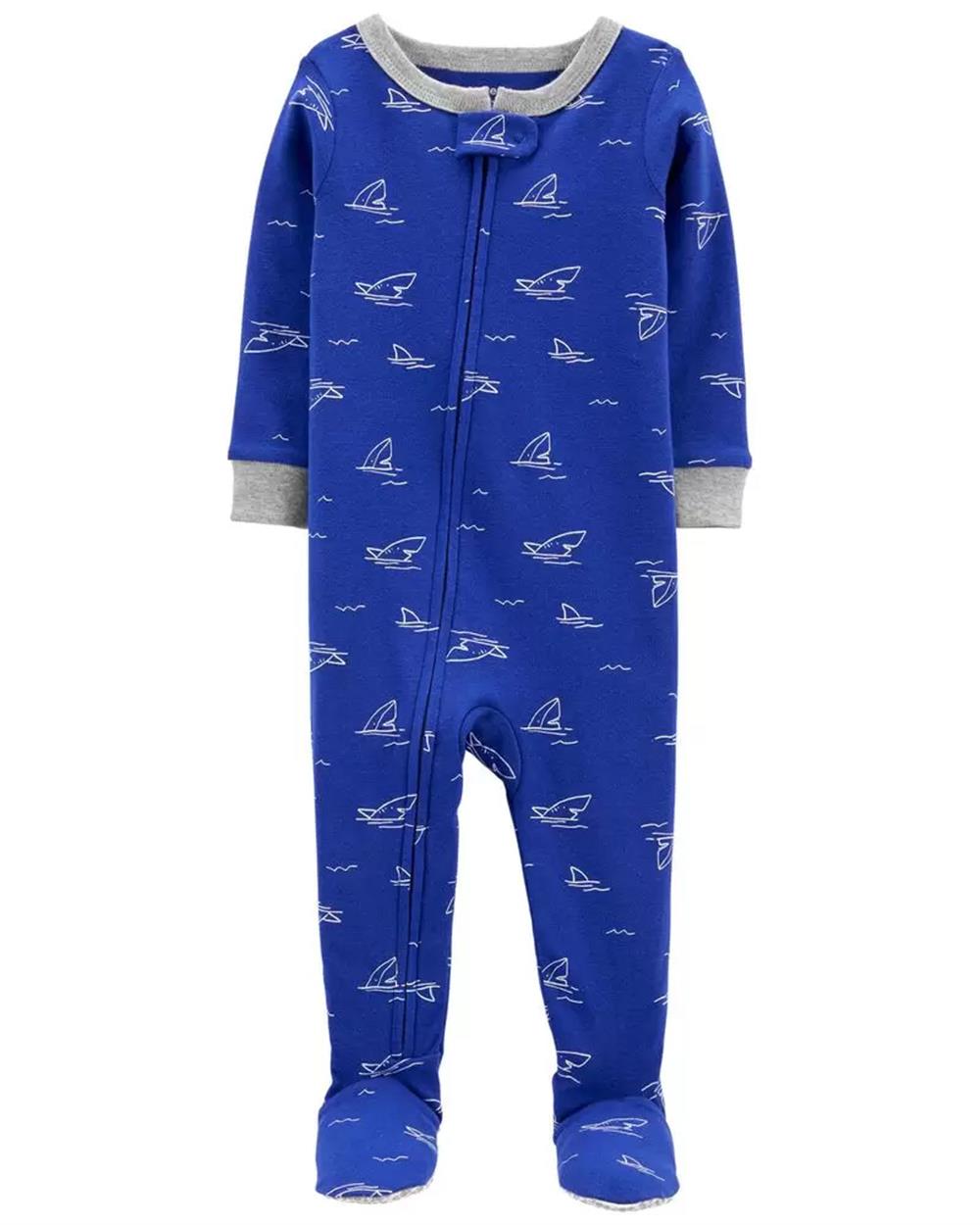 Carters Boys 12-24 Months 1-Piece Shark 100% Snug Fit Cotton Footie PJs