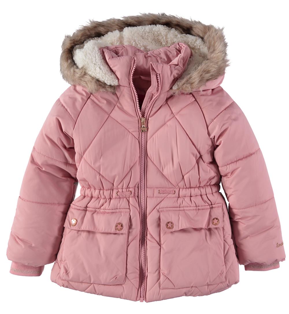 London Fog Girls 2T-4T Quilt Fur Hood Jacket