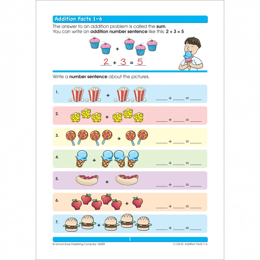 School Zone Addition & Subtraction Grades 1-2 Workbook