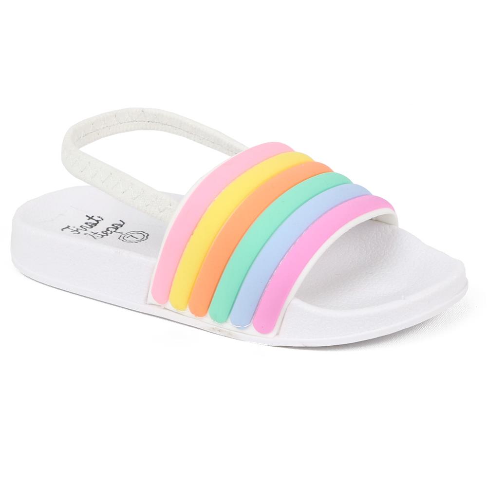 Stepping Stones Baby Girls and Toddler Girls Shoe Size 7-10 Rainbow Slide Sandals