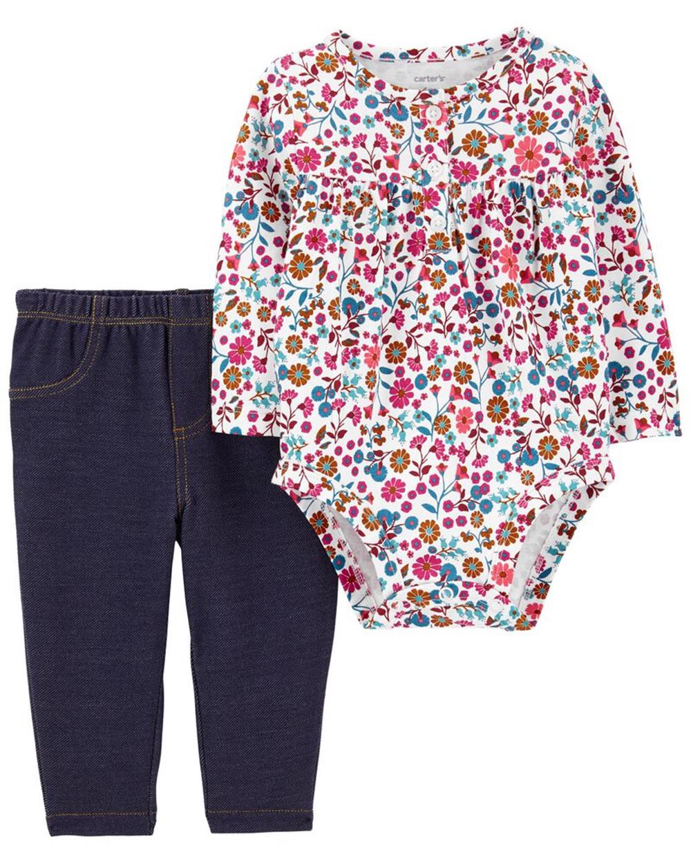 Carters 2-Piece Floral Peplum Bodysuit Pant Set