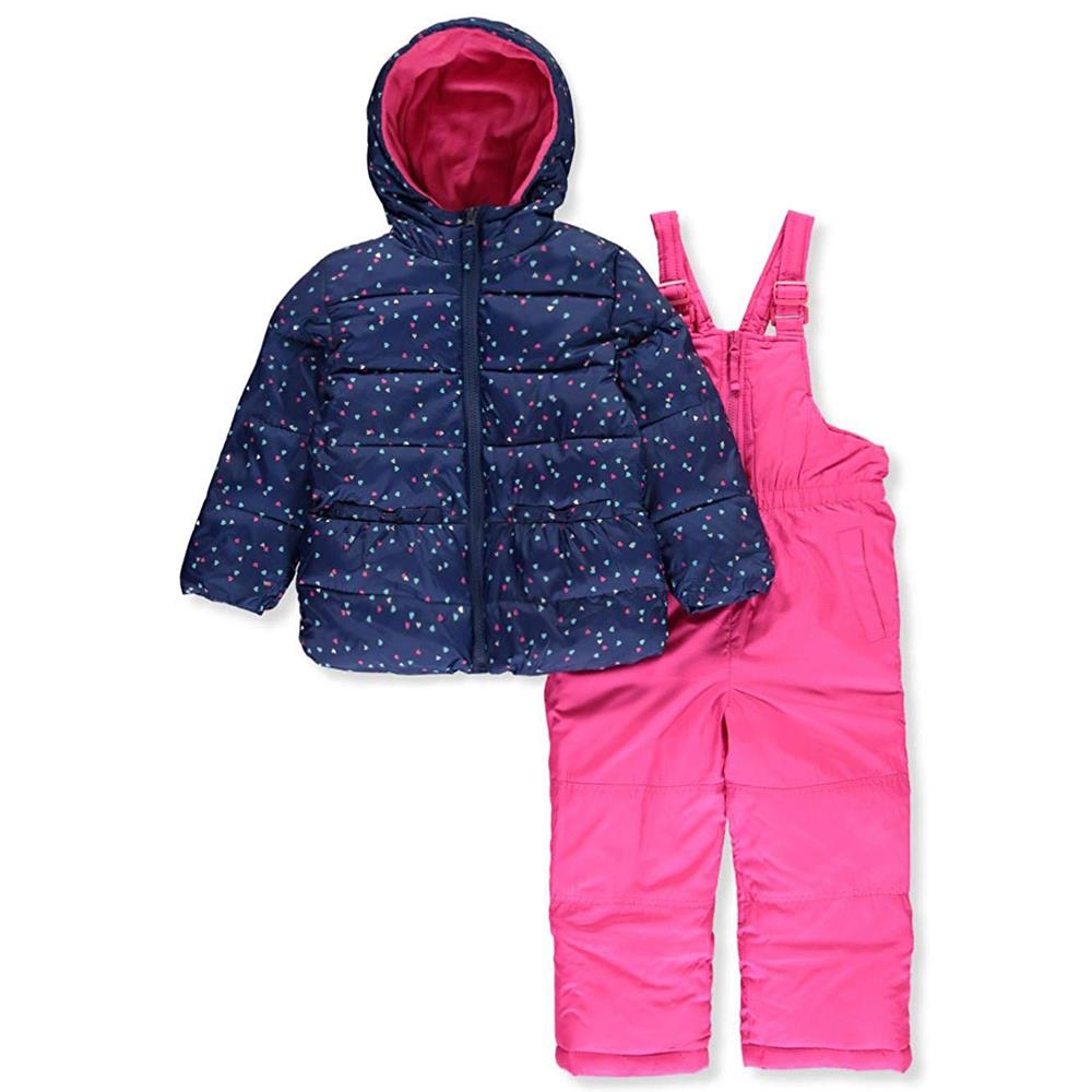 Pink Platinum Girls Heart Bow Snowsuit