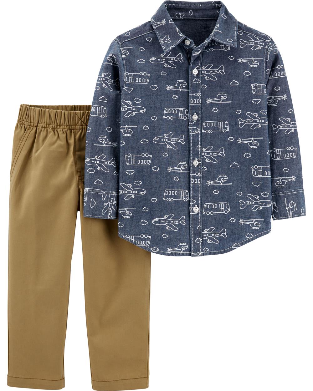 Carters Boys 2T-4T Chambray Woven Pant Set