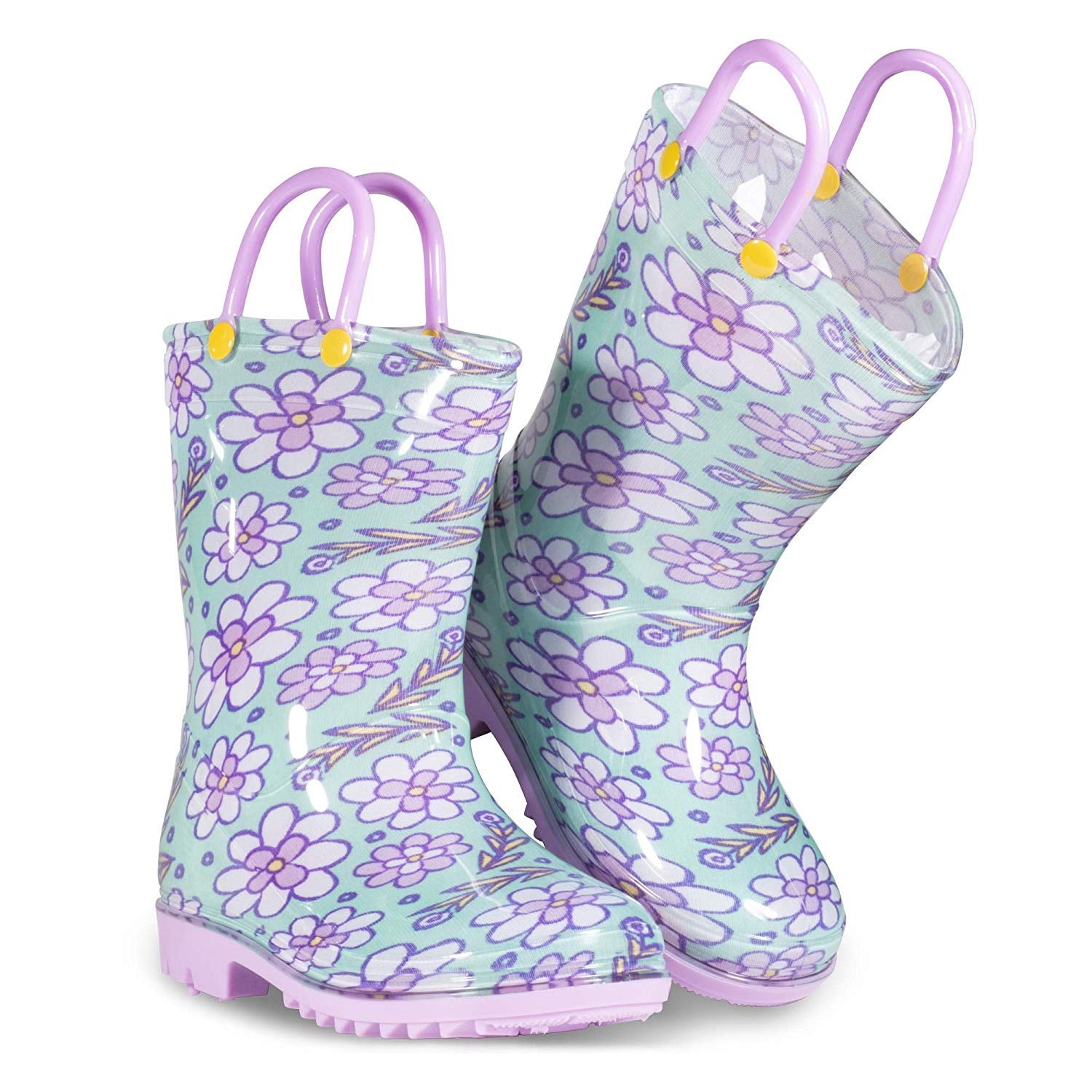 Lilly Of New York Girls 5-10 Toddler Floral Mint Rainboot