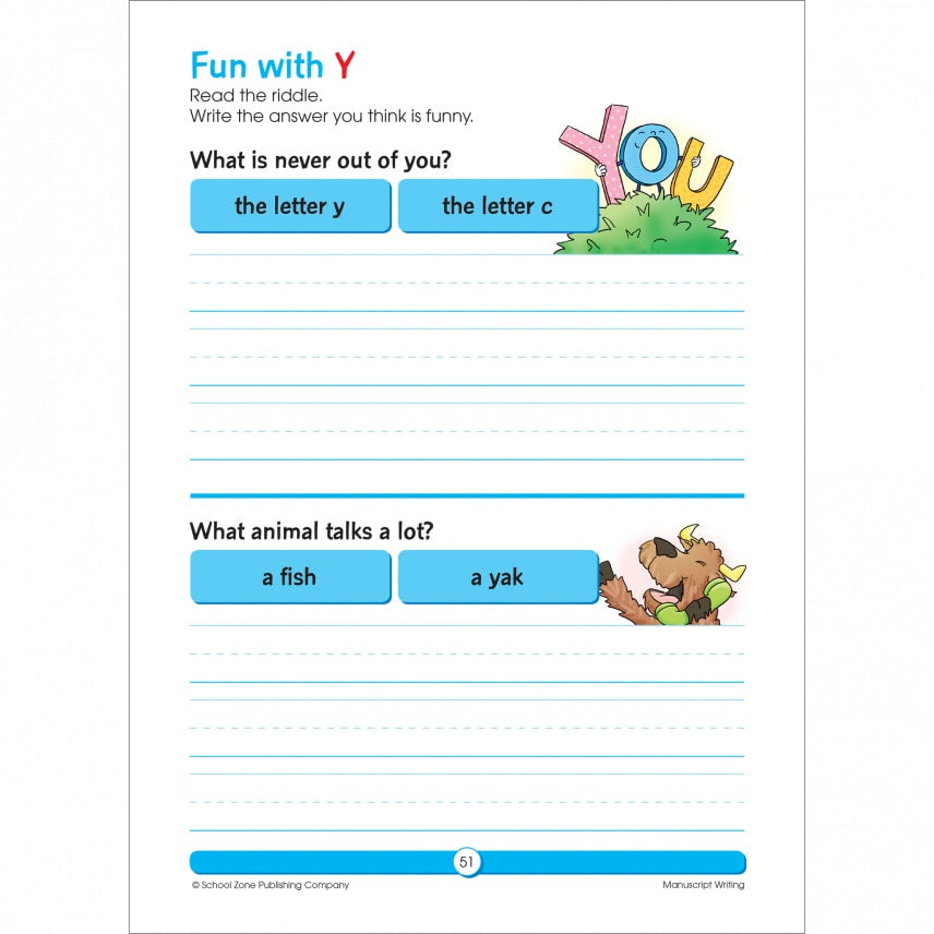 School Zone Learn to Print Grades K-2 Workbook