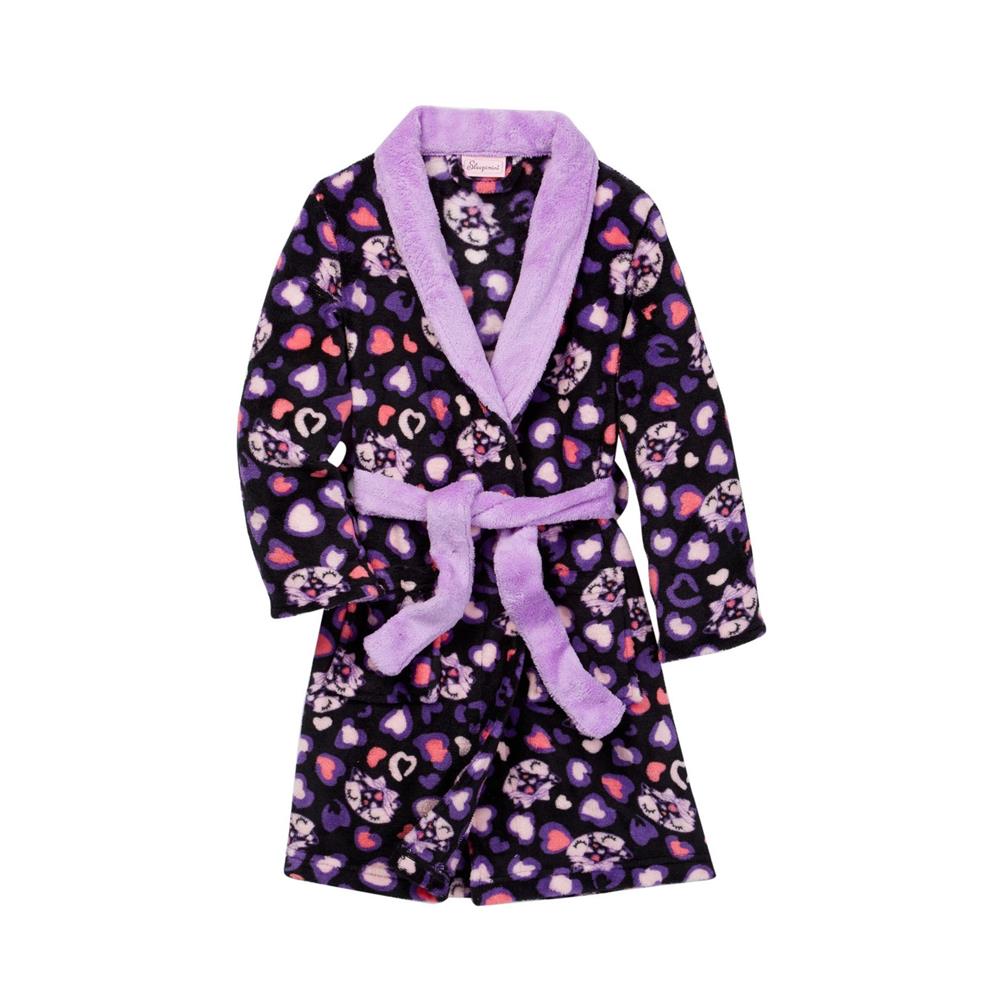 Sleepimini Girls 4-6X Robe Microfleece Soft Plush Bathrobe with Pockets