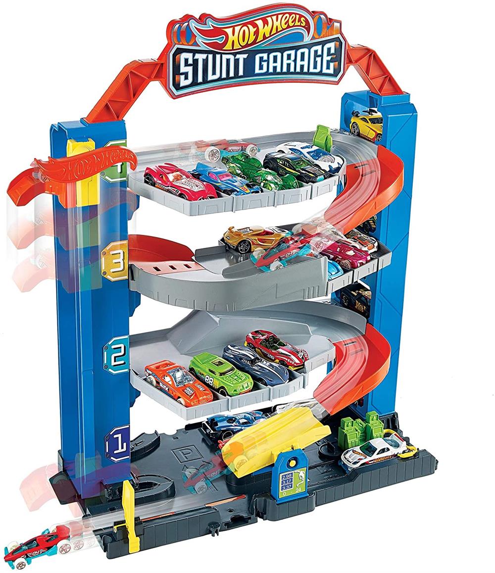 Hot Wheels City Stunt Garage Play Set w/ Elevator to Upper Levels Connects to Other Sets