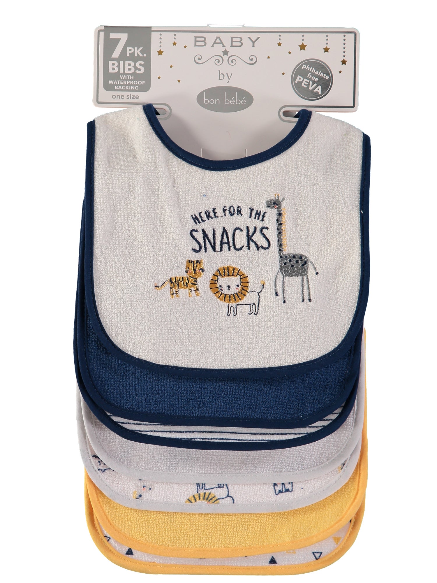 Bon Bebe Baby Boys 7-Pack Bibs with Waterproof Backing