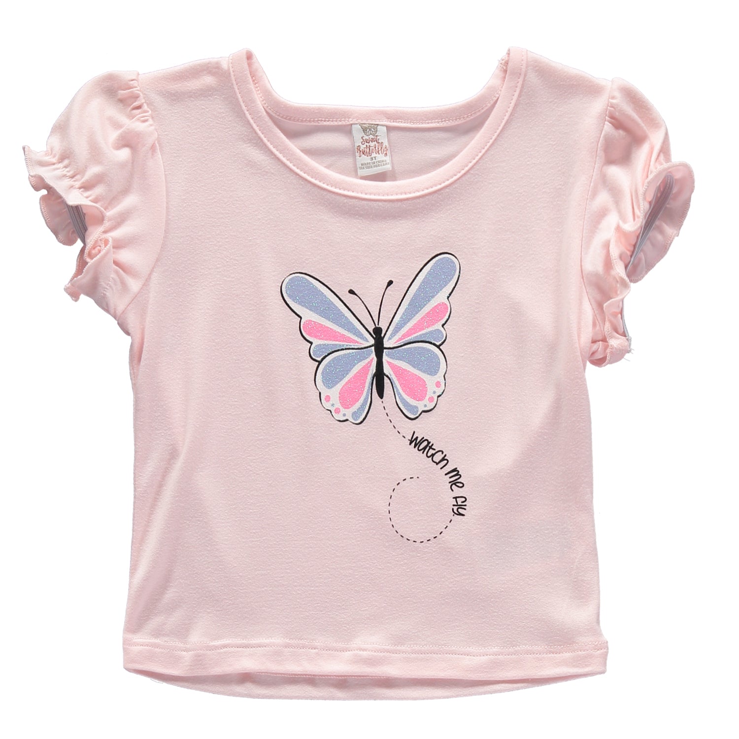 Sweet Butterfly Girls 2T-6X Butter Soft T-Shirt and Skort Set with Matching Scrunchie